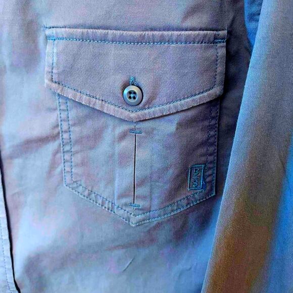 Brothers & Sons Long Sleeve Button Down Midweight Blue Shirt Mens Sz Large NWOT - Picture 5 of 7